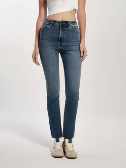 CONTE CON-721 Джинсы skinny с эффектом потёртостей и необработанным краем blue