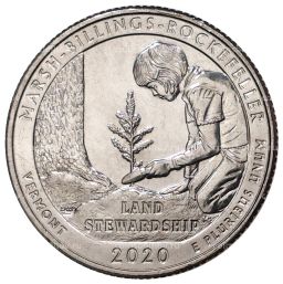 Монета 25 центов (1/4 доллара) 2020 года P США Национальные парки  №54 Национальный исторический парк Марш-Биллингс-Рокфеллер