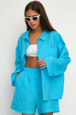 Рубашка короткая S021_Cerulean Blue/Голубой - M&G all natural фото 13