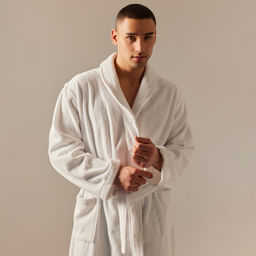 Халат махровый мужской SL HOME: Basic «Блан де Блан», размер S, хлопок 100%, белый