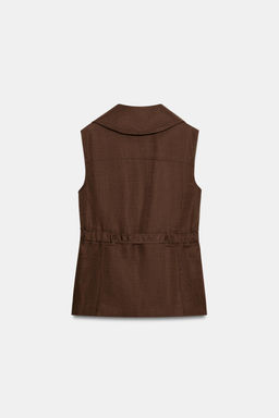 CHALECO CON LINO CINTUR?N / Marr?n - Zara фото 3