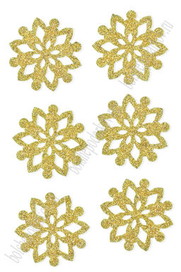 Лазерная вырубка из фетра с блесткой "Снежинка №5" 4,7 см (10 шт) золото
