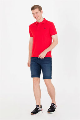 Мужская красная базовая футболка с воротником-поло - U.s. polo assn фото 3