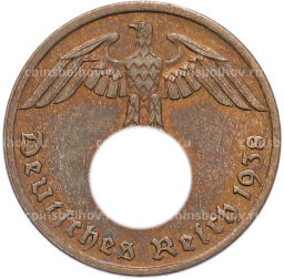 Монета 1 рейхспфенниг 1938 года A Германия
