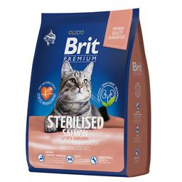 Брит Premium Cat Sterilized Salmon & Chicken сухой премиум кл с лососем и курицей д/вз стерил 0,8 кг