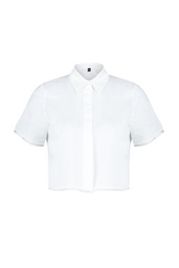 TRENDYOLMILLA Ekru K?sa Kollu Crop Dantelli Cupra Kumas Dokuma Gomlek TWOSS24GO00031 фото 7