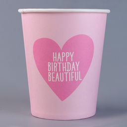 Цена за 10 шт. Стакан бумажный С днём рождения. Красотка, 250 мл - Страна карнавалия фото 2