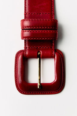 LEATHER BELT WITH SQUARE BUCKLE - Zara фото 5