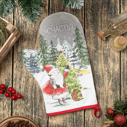 Варежка-прихватка Желаю счастья, 20?28 см, МИКС, 100% хлопок, ватин 250 г/м?