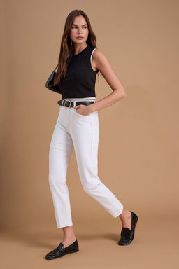 Beyaz Yuksek Bel Orta Esnek Mom Bilek Boy Jeans TWOSS26JE00213 - Trendyolmilla фото 4