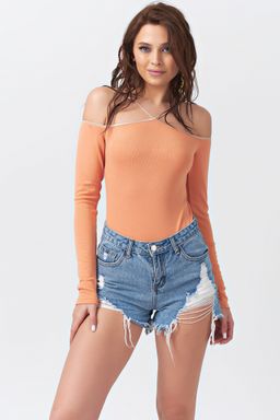 Боди трикотажное с длинным рукавом пряная тыква