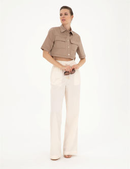 Bej Crop Top K_sa Kollu G_mlek - Pierre cardin фото 4