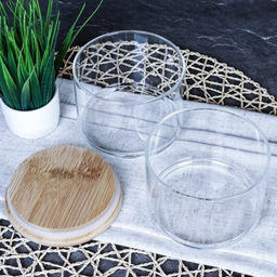 Банка для хранения 2-х ярусная бамбуковая крышка 8 см / LCSC22-8/уп 40/ - Галеонтрейд фото 3