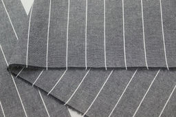 Вареный (стираный) хлопок Полосы (цв.молочный) на т.сером меланже, СОРТ2, ш.2.5м, хл-100% - Купава фото 3