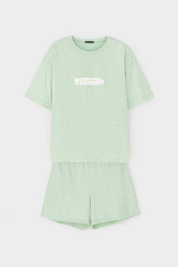 Е 20143/пастельно-зеленый,горошек пижама жен