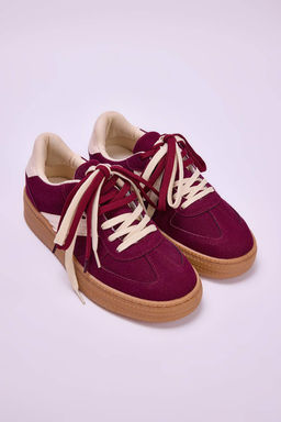Bordo Iki Bagc?kl? Cift Kullan?ml? Kad?n Retro Spor Ayakkab? TAKSS25SN00009