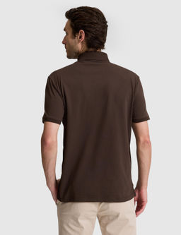 Kahverengi Slim Fit Pamuk Kar___ml_ D__meli Polo Yaka Basic T-shirt