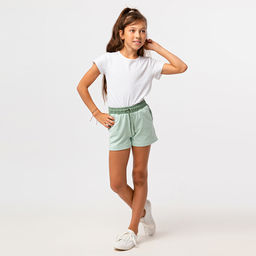 RODOS Шорты для девочки М-262 Ментол/Хаки
