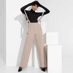 Брюки К вершинам бизнеса (нюд, с лямками) - Charutti фото 4