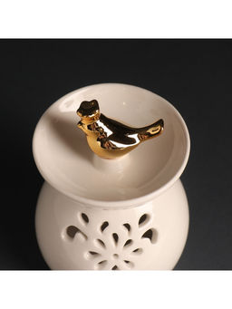 Аромалампа для эфирных масел Птичка в короне, керамика, белый перламутр, 9?9?13 см - Simaland фото 5