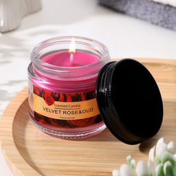 Ароматическая свеча в банке «Scented Candle, Velvet rose&oud», уд и роза, 5×5 см, 140 г