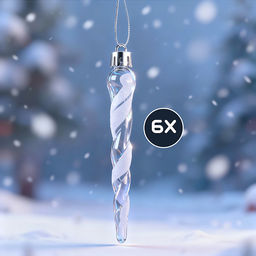 Новогоднее украшение "Сосульки" белые (6шт х 11см)