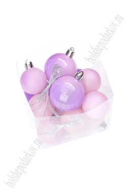 Набор новогодних шаров микс (12 шт) SF-8001, фиолетовый №4 - Больше подарков фото 7