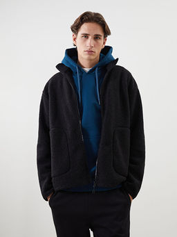 Dik Yaka Uzun Kollu Pel?? Erkek Fermuarl? Sweatshirt