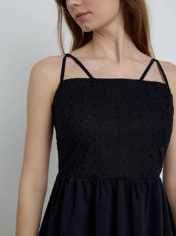 CONTE Легкое платье на тонких бретелях с вышивкой ришелье LPL 2339 black black