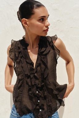 SEMI-SHEER RUFFLED TOP - Zara фото 2