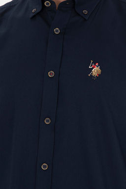 Мужская темно-синяя базовая рубашка с длинным рукавом - U.s. polo assn фото 7