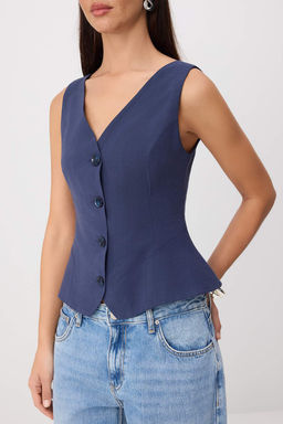Indigo Fitted V Yaka Modal Yelek TWOSS26YE00052 - Trendyolmilla фото 3