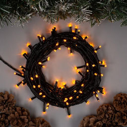 Гирлянда Нить 10 м, IP20, тёмная нить, 100 LED, 8 режимов, 220 В, свечение жёлтое