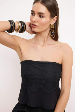 Siyah Dantel Detayl? Yoryo Sifon Bluz TPRSS26BZ00050 - Trendyolmilla фото 2