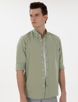 _a_la Slim Fit Keten G_r_n_ml_ G_mlek