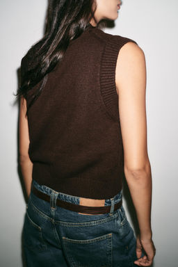 PLAIN KNIT SLEEVELESS JUMPER - Zara фото 19