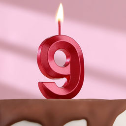 Цена за 2 шт. Свеча в торт на шпажке «Цифра 9», красная, 5 см