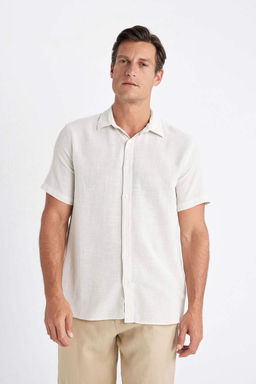 Хлопковая рубашка с короткими рукавами и воротником поло стандартного кроя