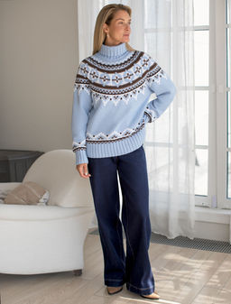 Свитер фактурной вязки из хлопка с акрилом - Vilatte фото 5