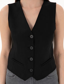 Siyah Slim Fit Yelek