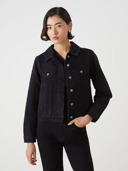 G?mlek Yaka Kad?n Jean Ceket