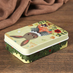 Цена за 3 шт. Шкатулка металл прямоугольная "Зайка" 2,7х9х6,5 см