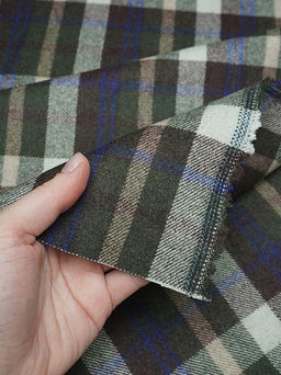 Шерсть пальтово-костюмная Твид Клетка цв.молочный/коричневый/зеленый, ш.1.5м, шерсть-60%, п/э-40% - Купава фото 11