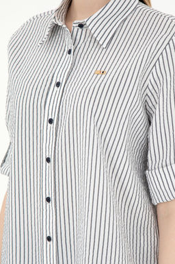 Женская темно-синяя рубашка в полоску с длинным рукавом Неожиданная скидка в корзине - U.s. polo assn фото 7
