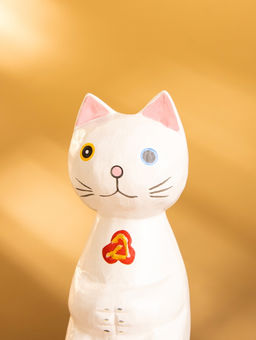 Сувенир «Кот сидячий», 7×5×15 см, дерево, белый