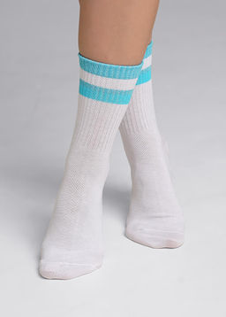 CLE Носки жен.Д5422 8 Марта хл+эл белый/бирюзовый - Clever wear фото 2