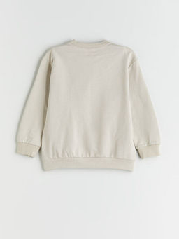 Bisiklet Yaka Bask?l? Erkek ?ocuk Sweatshirt