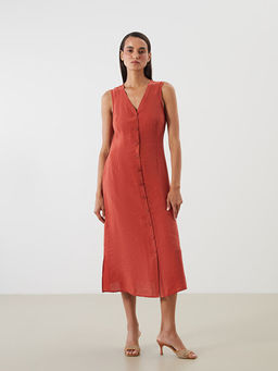 V Yaka A Kesim Modal Kar???ml? Elbise