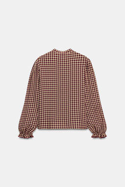 GINGHAM BLOUSE WITH RUFFLES - Zara фото 8