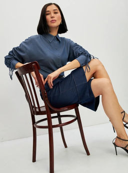 Блузка тонкая джинса OD-858-4 темный джинс OD-858-4 - Tantino фото 25